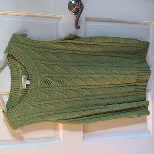 St. John Olive Cable Knit Sleeveless Sweater